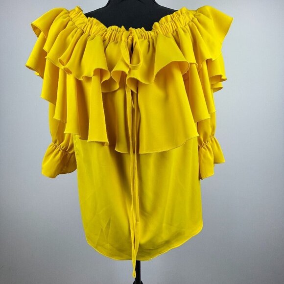 byinns Tops - Byinns Women's Off Shoulder Ruffle Yellow Top Size XL